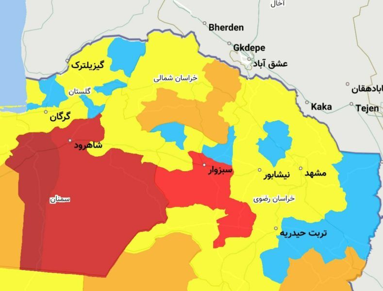 مناطق قرمز کرونایی در خراسان رضوی به چهار شهرستان افزایش یافت